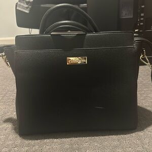 Carleen Black Camera Bag with cheetah divider